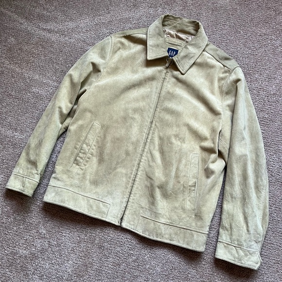 VTG 90’s GAP Beige / Tan Suede Leather Jacket - Picture 3 of 6